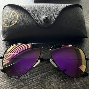 Ray Ban Aviators Purple Lenses with Black Frame
